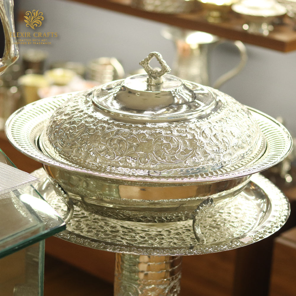 Ornate Silver Pedestal Pot
