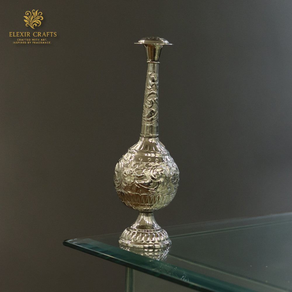 Ornately Engraved Silver-Polished Ewer