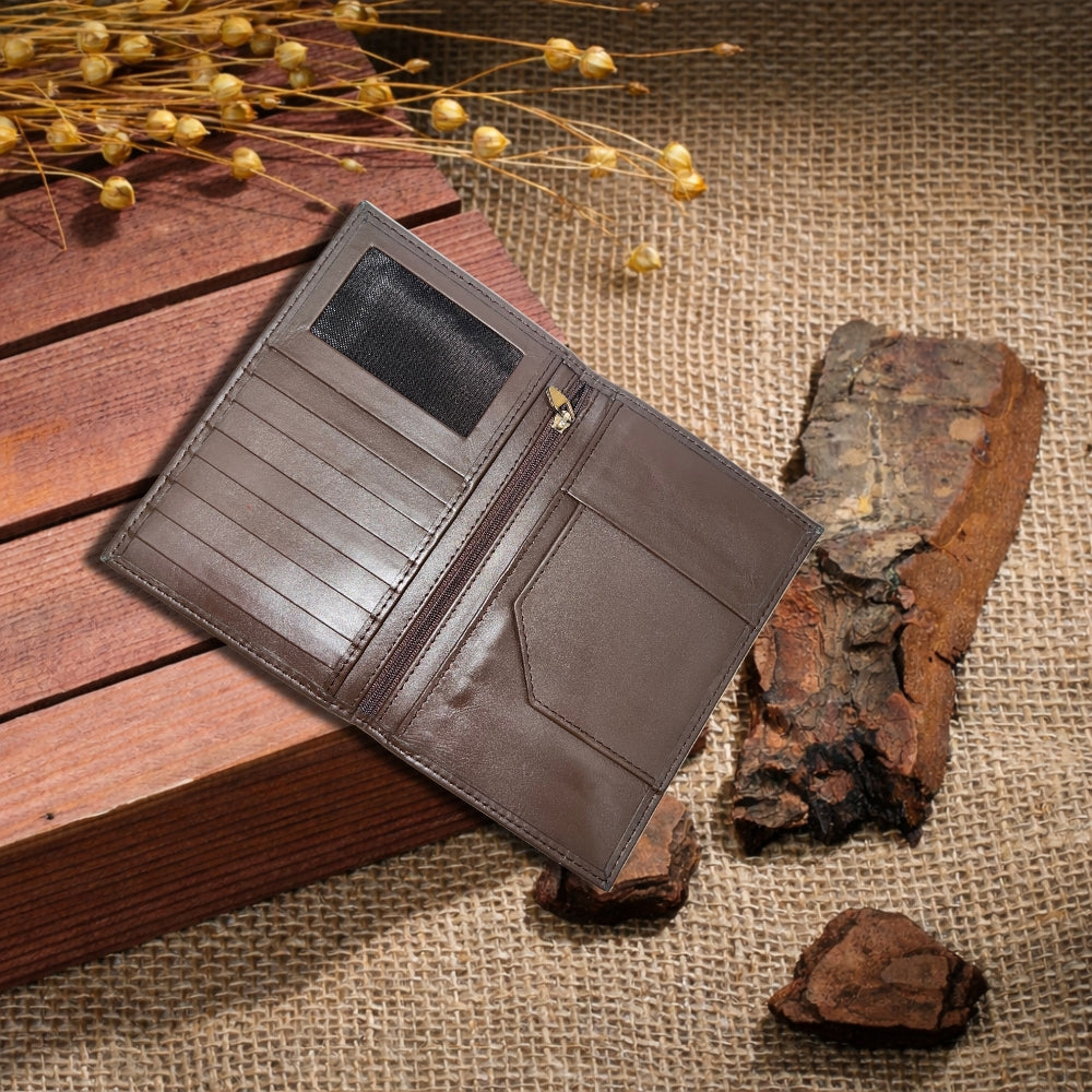 Premium Full-Grain Leather Long Bifold Wallet