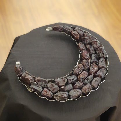 The Royal Silver-Coated Crescent Moon Floral Platter