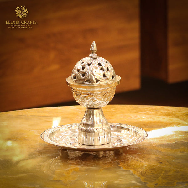 The Majestic Silver-Plated Filigree Incense Burner