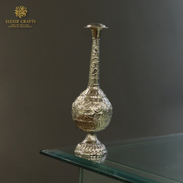 Ornately Engraved Silver-Polished Ewer