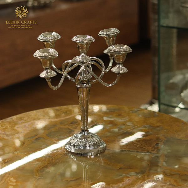 Elegant Five-Arm Silver-Plated Candelabra