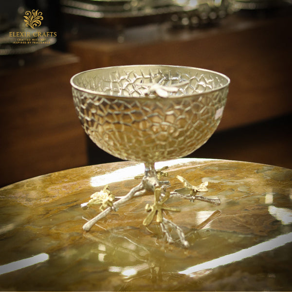 Nature-Inspired Pedestal Bowl with Dragonfly Base