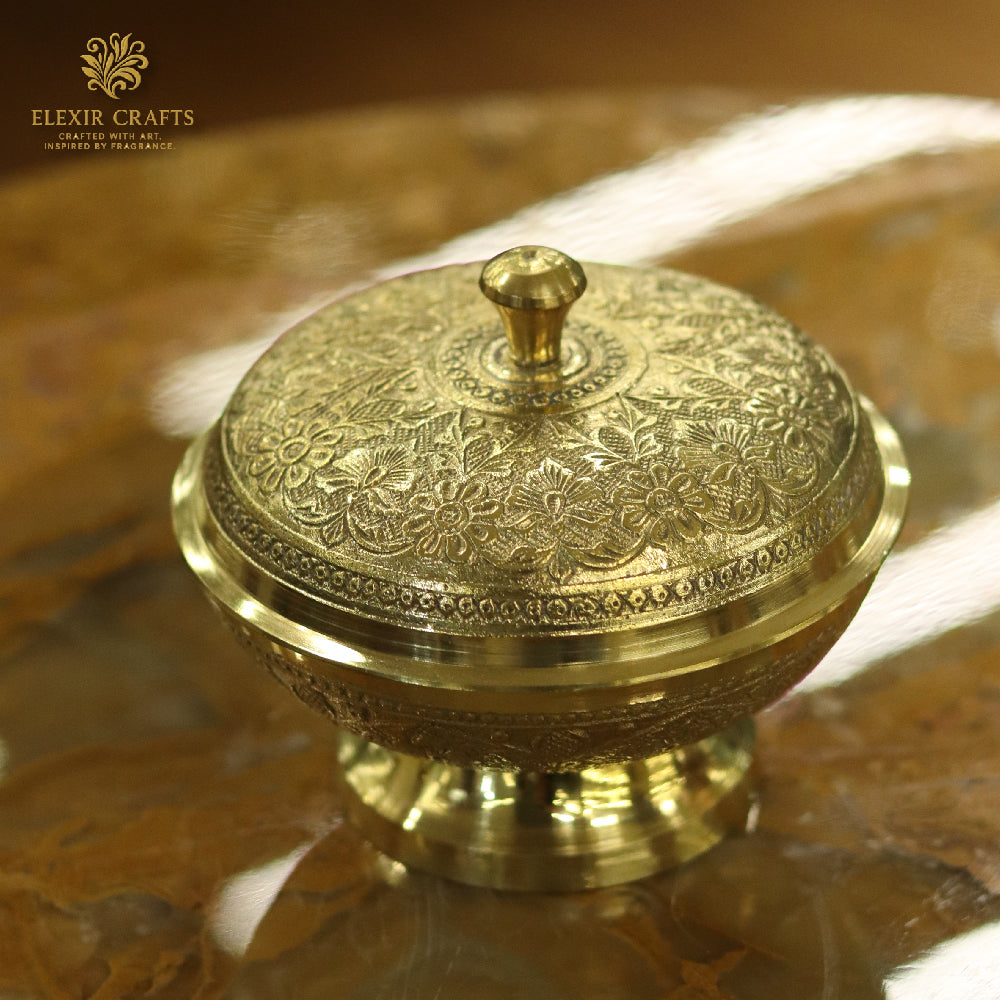 Hand-Engraved Brass Storage/Trinket Box