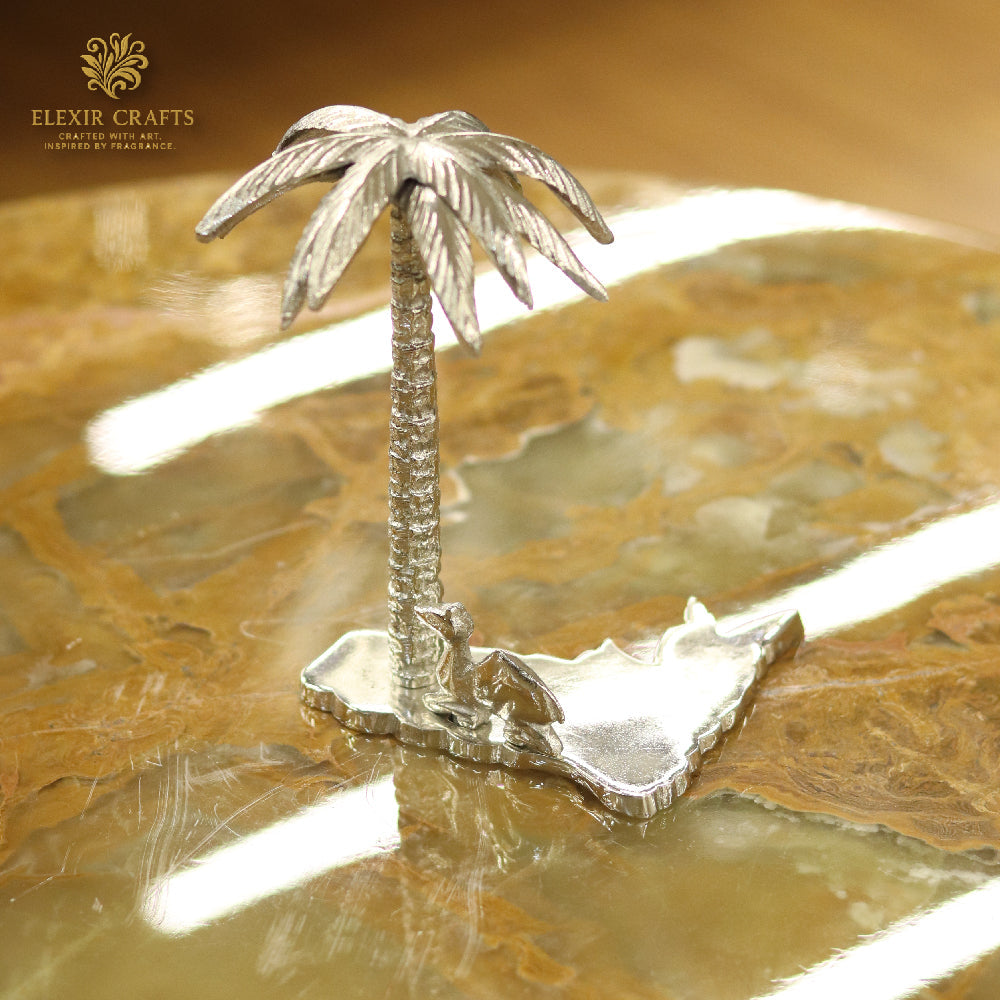 Silver UAE Map Souvenir with Palm Tree