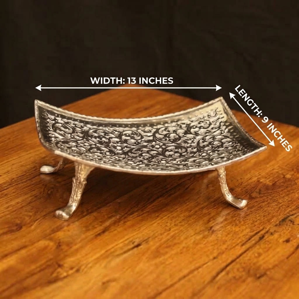 Regal Silver-Tone Embossed Pedestal Serving Dish