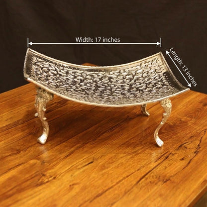 Regal Silver-Tone Embossed Pedestal Serving Dish