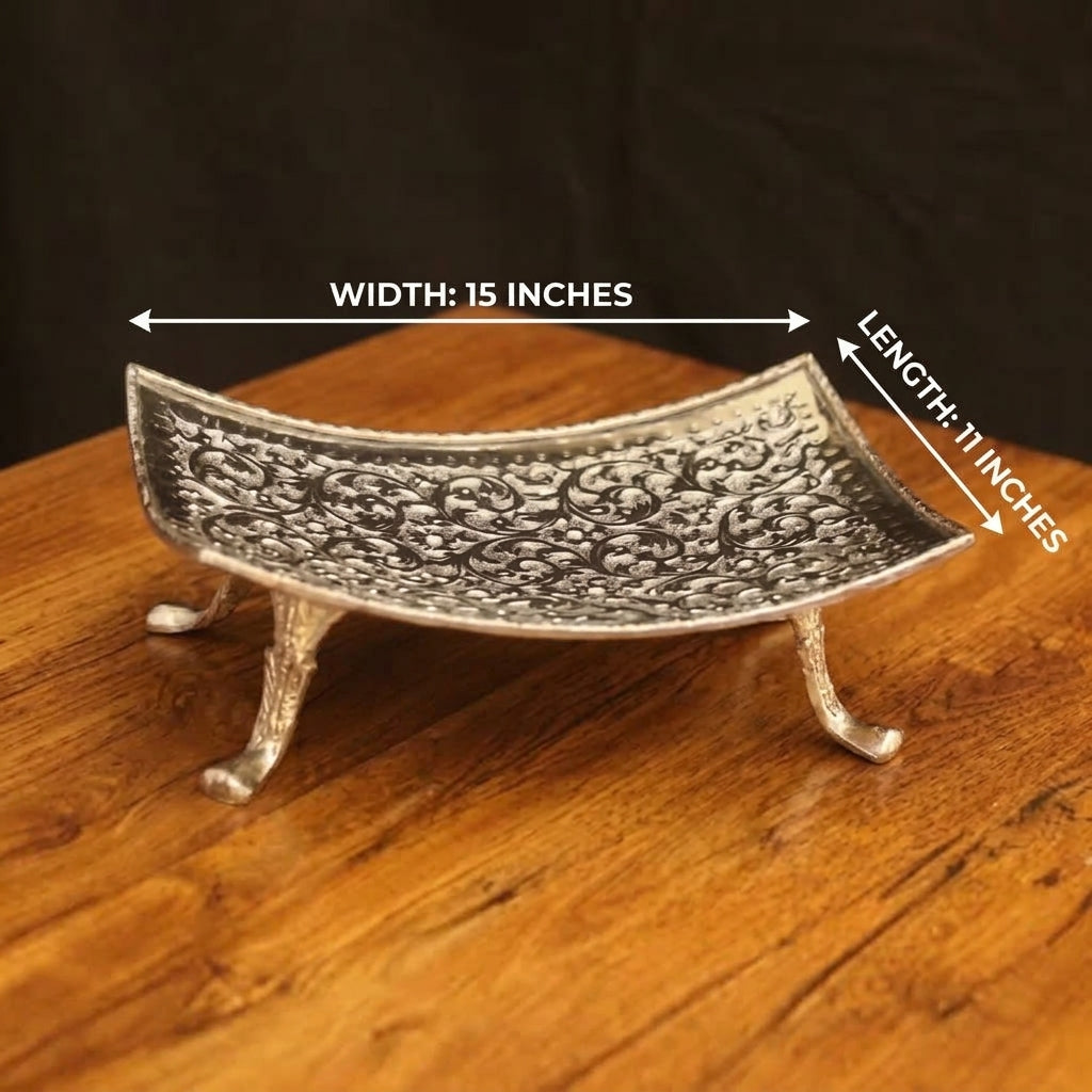 Regal Silver-Tone Embossed Pedestal Serving Dish