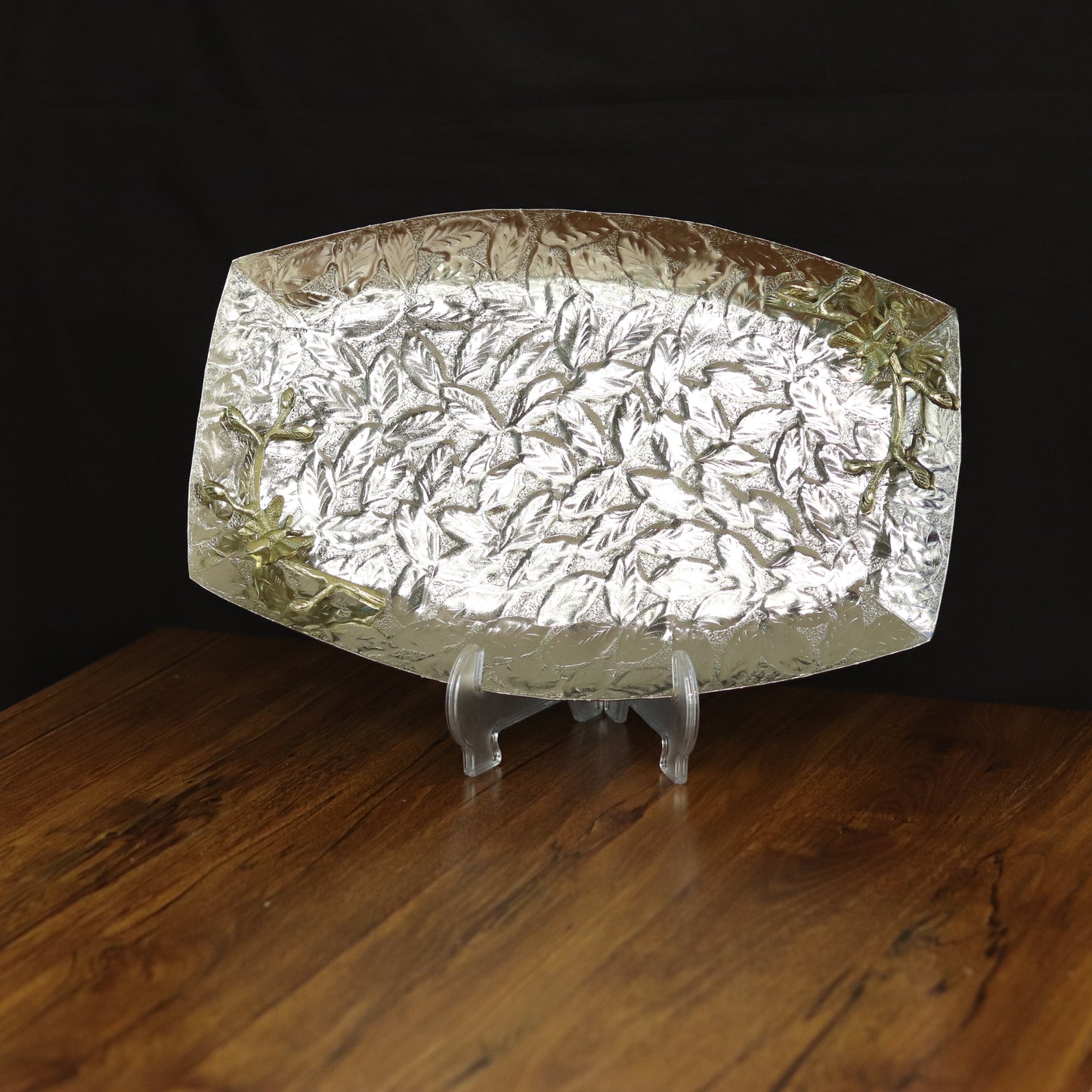 Golden Branch Silver Leaf Platter