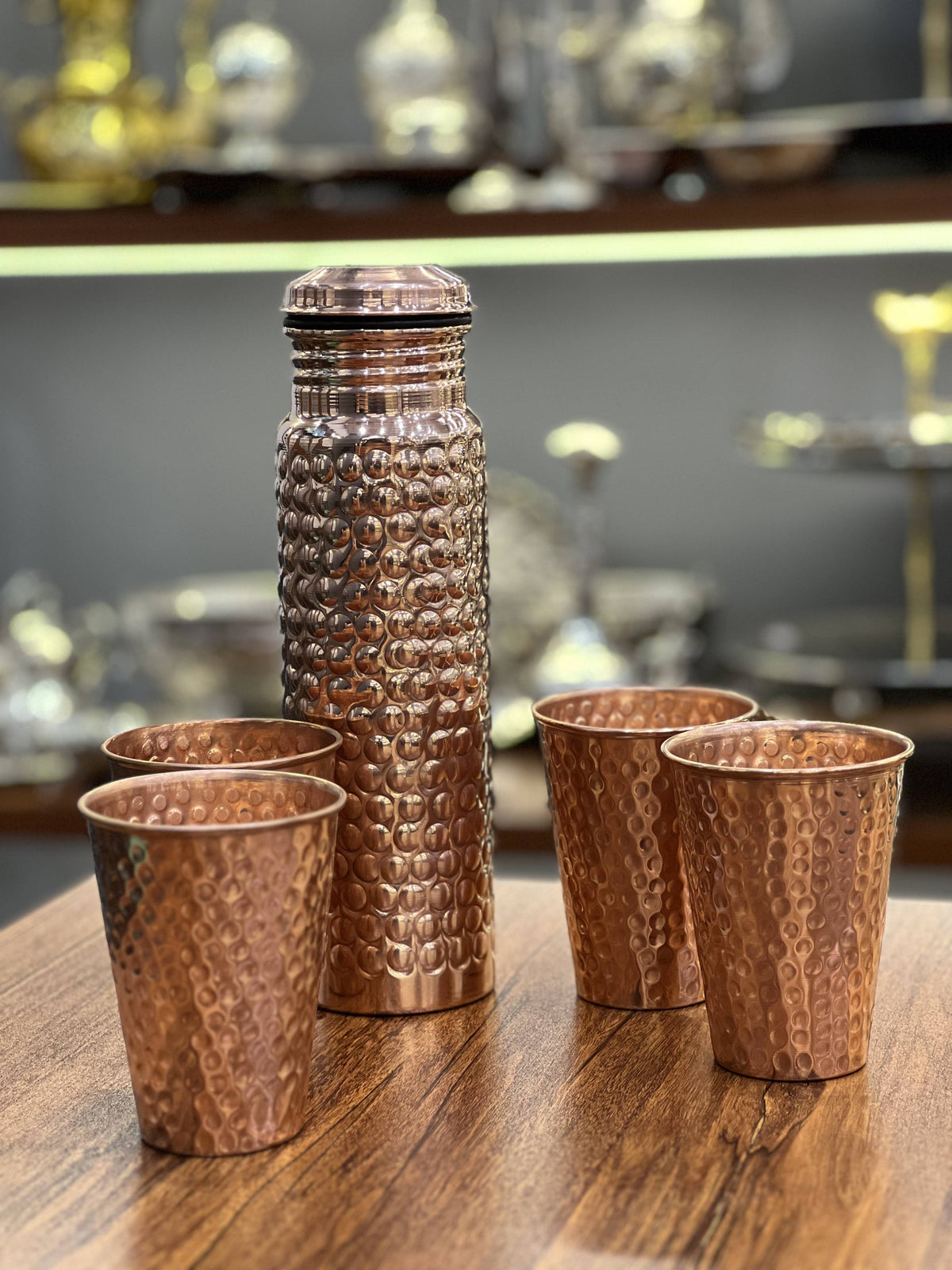 Pure Copper Bottle Set with 6 Glasses