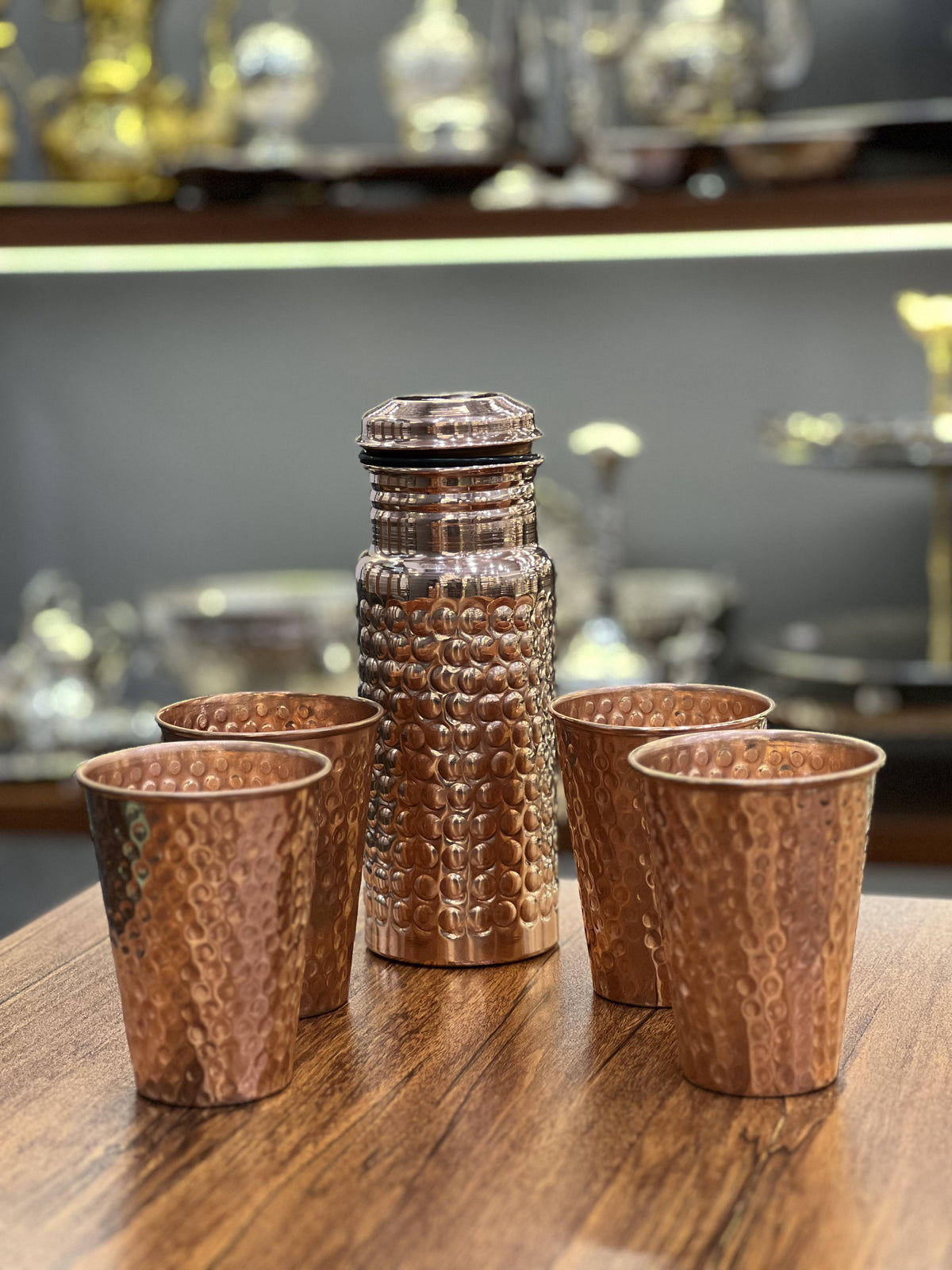 Pure Copper Bottle Set with 6 Glasses