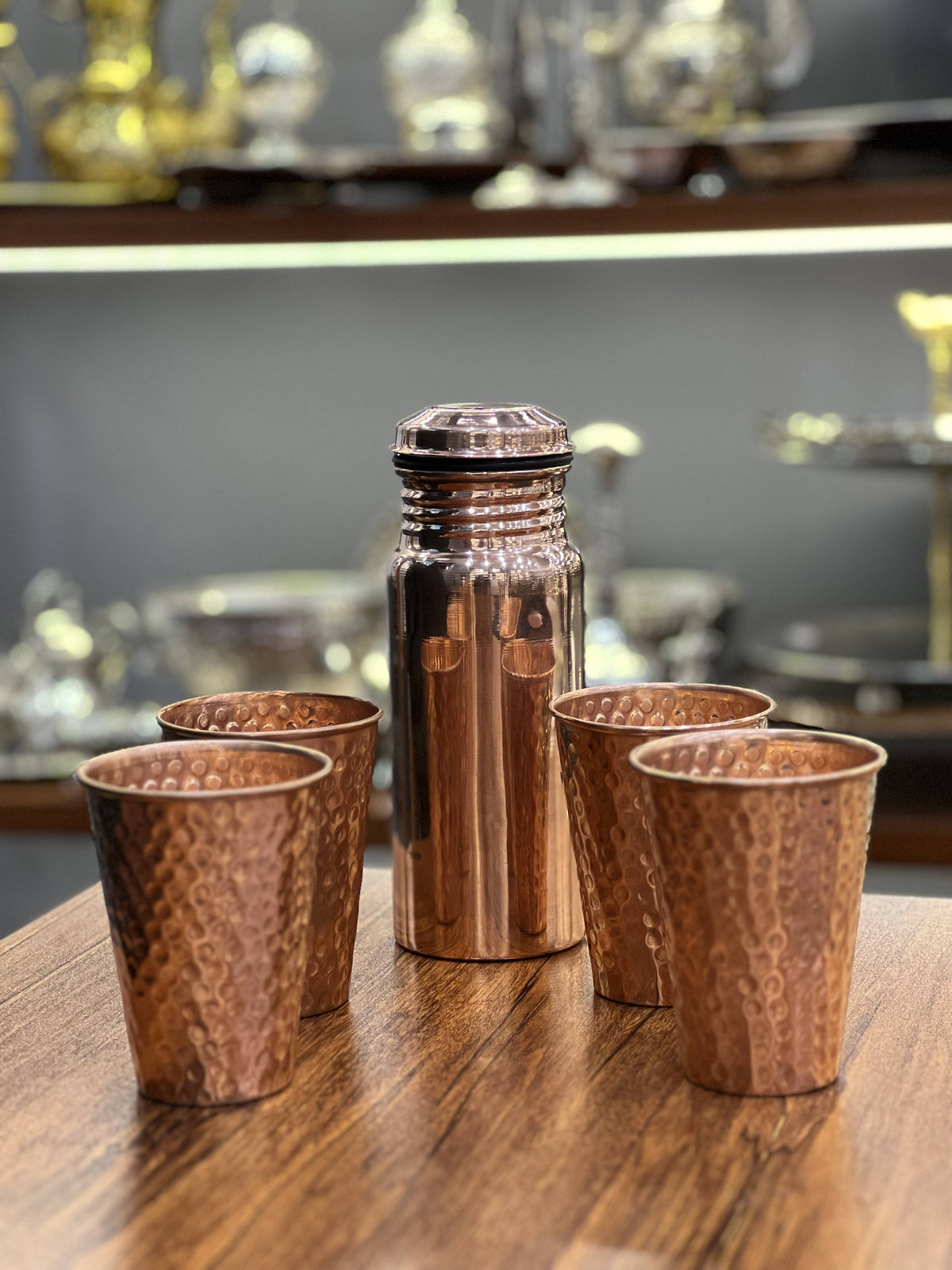 Pure Copper Bottle Set with 6 Glasses