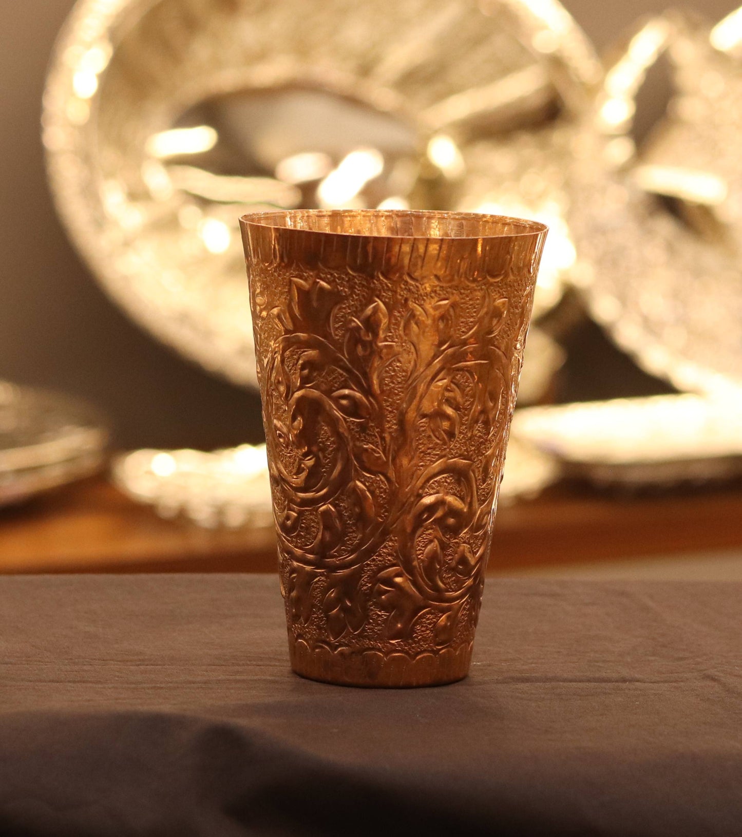 The Vintage Floral Embossed Copper Tumbler