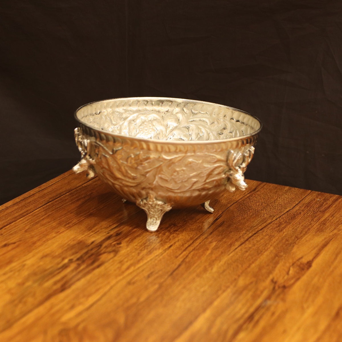 Regal Silver Footed Centerpiece with Embossed Animal Motifs