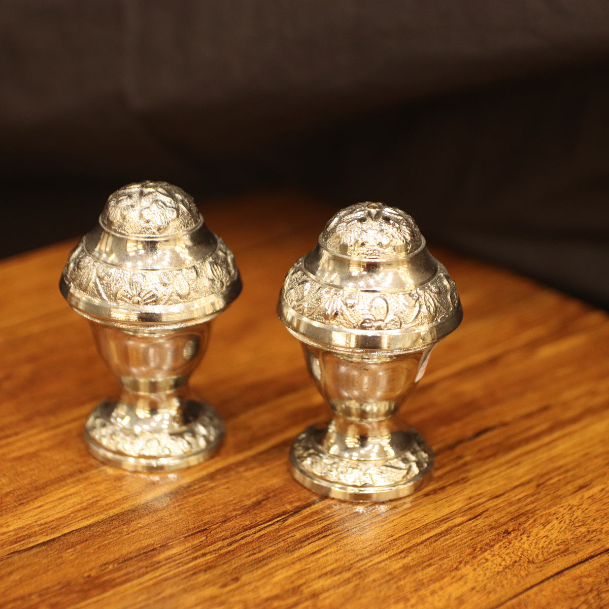 Royal Silver-Plated Embossed Salt & Pepper Shaker Set