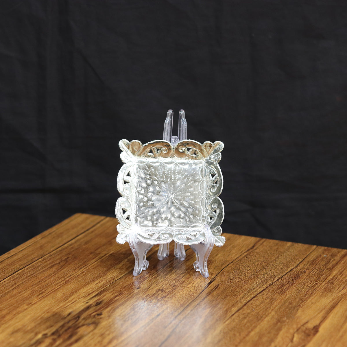 Ornamental Silver-Plated Mini Square Plaque