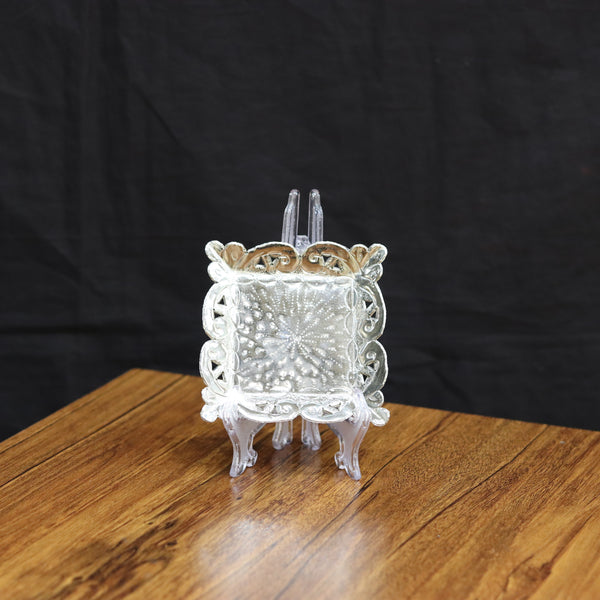 Ornamental Silver-Plated Mini Square Plaque