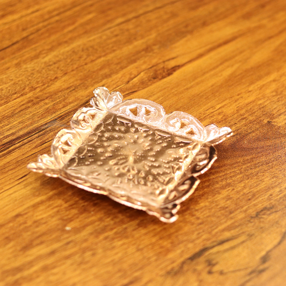 Ornamental Silver-Plated Mini Square Plaque