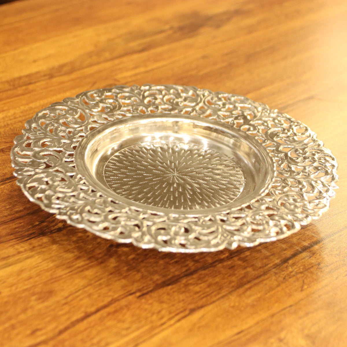The Sunburst Filigree Silver Platter