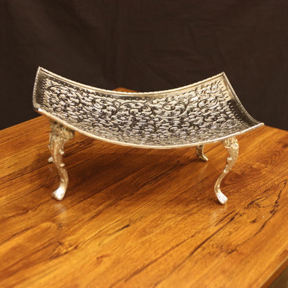 Regal Silver-Tone Embossed Pedestal Serving Dish